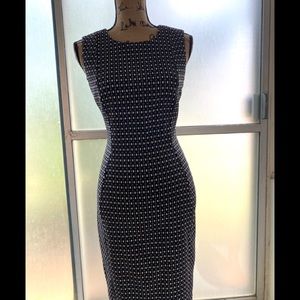 Calvin Klein fitted black and white dress